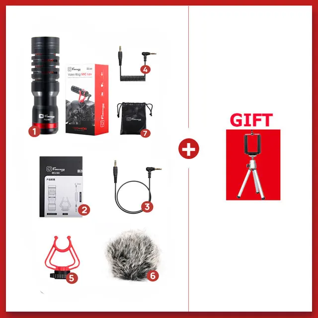 standard box n gift Microfone Forzago 3,5 мм подставка портативный динамик Lapela микрофон для iPhone huawei смартфон Nikon sony DSLR камеры - Color: standard box n gift