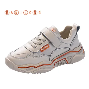 

Fashion Kids Sneakers Girls Breathable Leather Waterproof Sport Running Shoes Slip-on Autumn Children Light Casual Shoes Y37