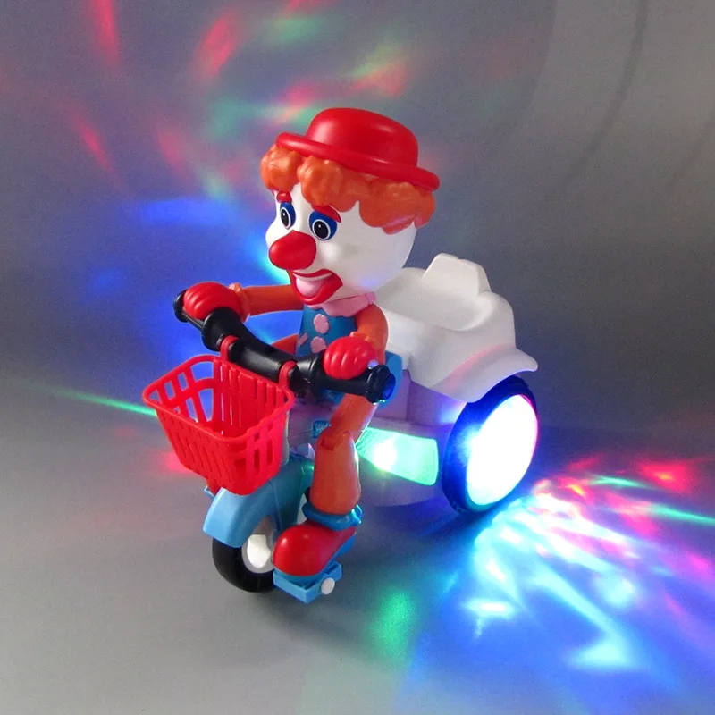 Battery Operated Light Up Auto Steering Circus Clown Toys for Baby Toddlers 
