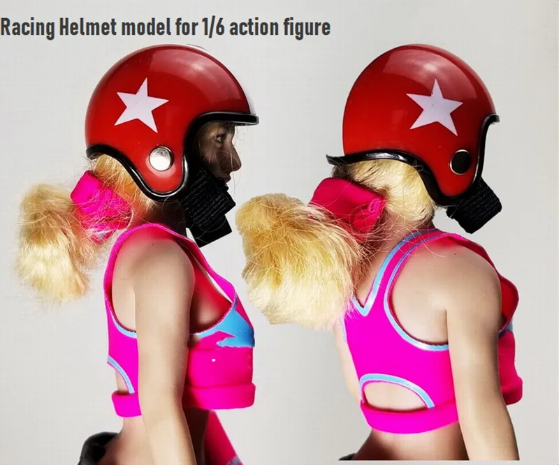 

1/6 Soldier Simulation Doll Racer Helmet Model Racing Motorcycle Driver Hard Hat Shield Cap Action figure Physique Clothes