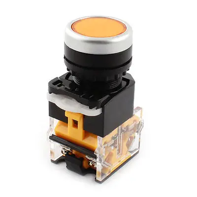 

22mm Thread DPST Momentary Action Yellow Button Pushbutton Switch AC 400V 10A