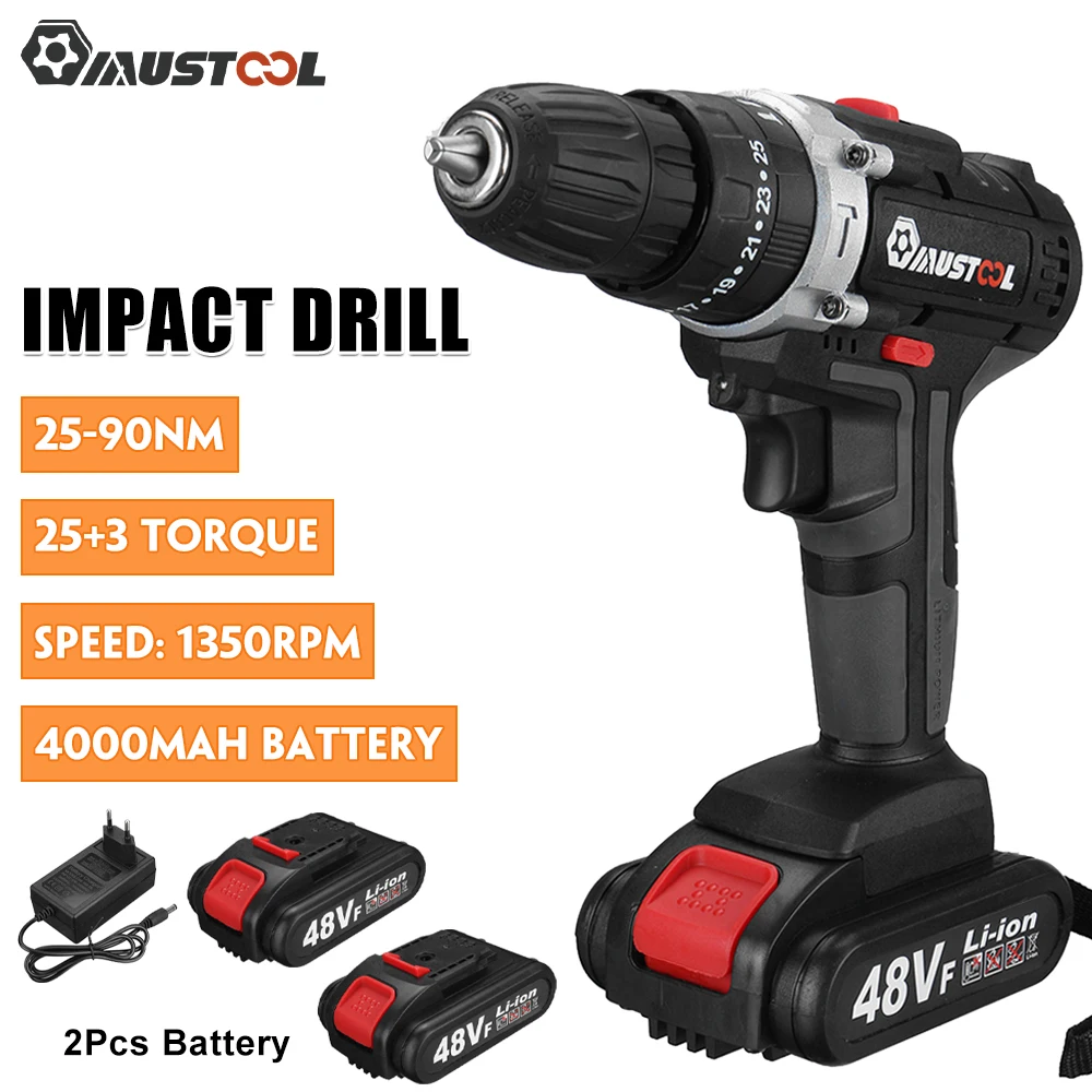 MUSTOOL48V3in1CordlessElectricScrewdriverElectricHammerDrill