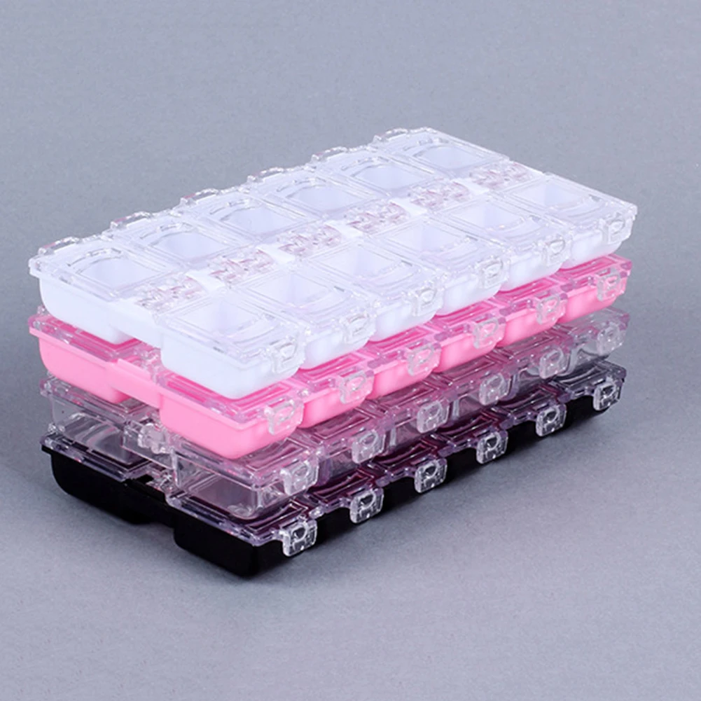 12 сеток Регулируемая прозрачная пластиковая коробка для хранения для маленьких компонентов ящик для ювелирных инструментов бусина таблетки органайзер для ногтей