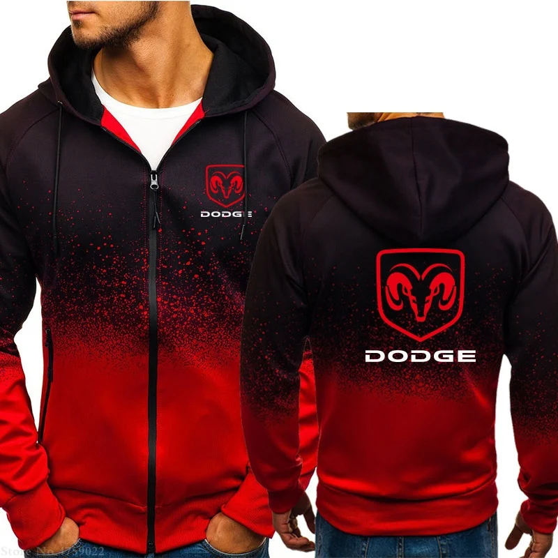 Новая мода с капюшоном для мужчин на молнии Dodge толстовка мужская повседневная с длинным рукавом куртки мужские пальто