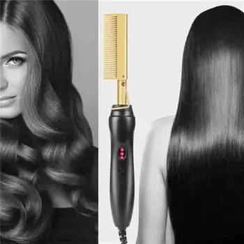 

Multifunctional Hair Straightener Comb Beard 2 in 1 Hair Straightener Curler Electric Straightener Hot Comb Hair Care Machine
