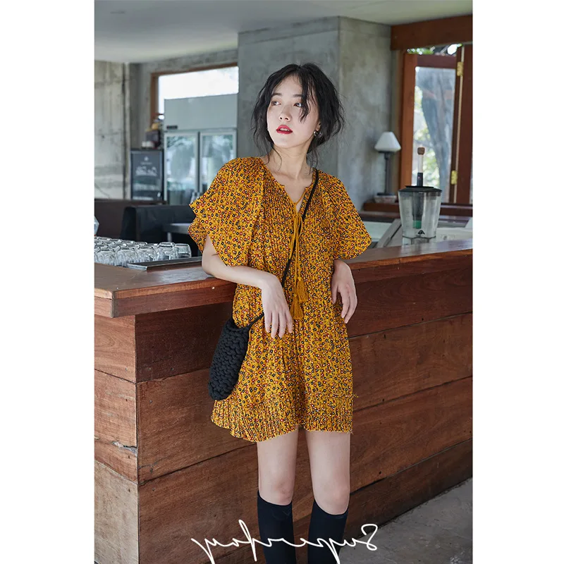 Feifei/короткое платье с цветочным рисунком для девочек; три цвета; модное платье для девочек