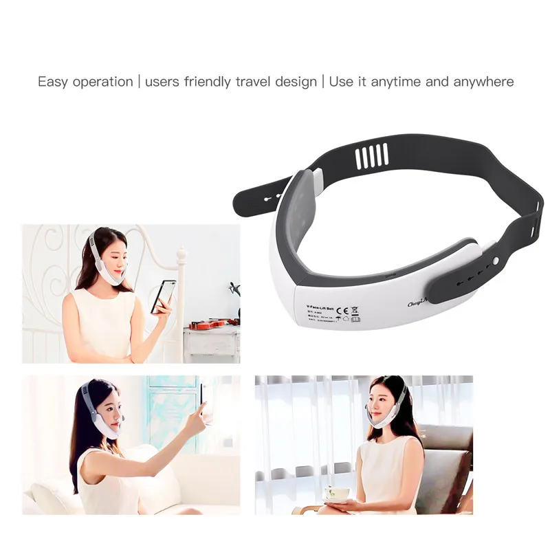 Светодиодный Фотон терапия V Shape массажер для похудения лица Вибрационный