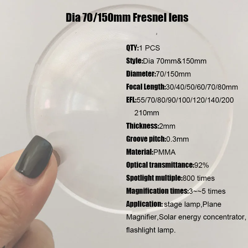 Dia150mm линзы френеля для Проектор DIY с линзой Френеля с регулируемой яркостью Светодиодная линза концентратор солнечной энергии фонарик F55/70/80/90/100/120/140/200/210 мм