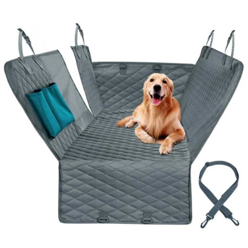 

Pet Dog Car Seat Black Cover 100% Waterproof Rear Side Flaps Storage Bag Hammock Scratch Proof Nonslip Backseat Protector Grey
