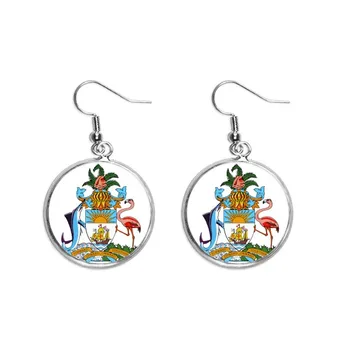

Nassau Bahamas National Emblem Ear Dangle Silver Drop Earring Jewelry Woman