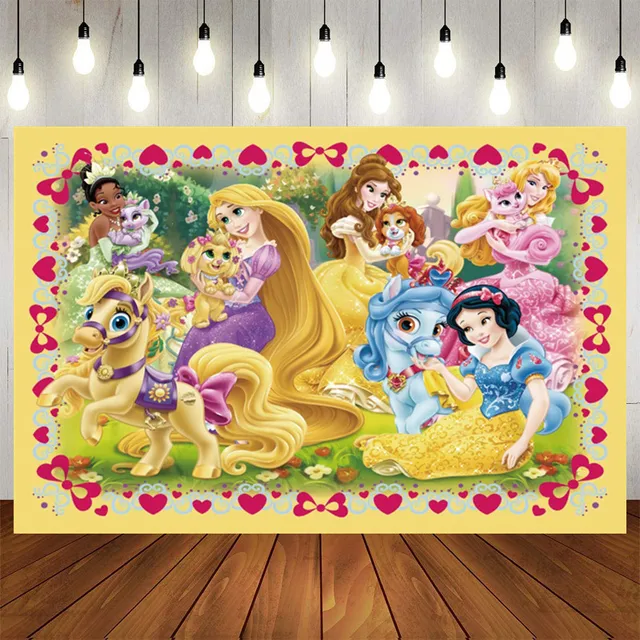 ディズニープリンセスパーティーの装飾 背景の装飾 ビニール写真の段ボール 女の子の誕生日パーティー用品の背景 Aliexpress ホーム ガーデン
