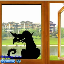 1 шт. DIY Черный Забавный сердитый кот съемный стикер автомобильный магазин витрина окно ноутбук Хэллоуин виниловая наклейка домашние декоративные пленки