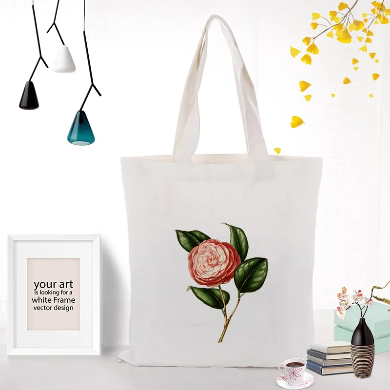 FLOWERS206 FLOWER Pattern Printing Handbag Shopping Bag Daily Use Canvas Eco Reusable Tote Bag Recycle - Цвет: FLOWERS206