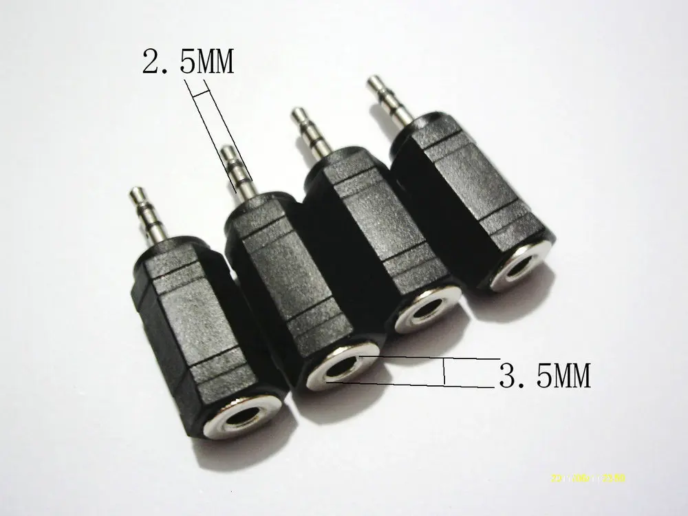 1000pcs lot 2 5mm Plug to 3 5mm Jack adapter HEADPHONES EARPHONES Selling