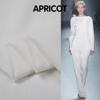 

White Embossed 140cm Wide 28Momme 80%silk 20%cotton Fabric for Dress Brand Herringbone Cloth Diy Sewing Free Shipping Sale Hot