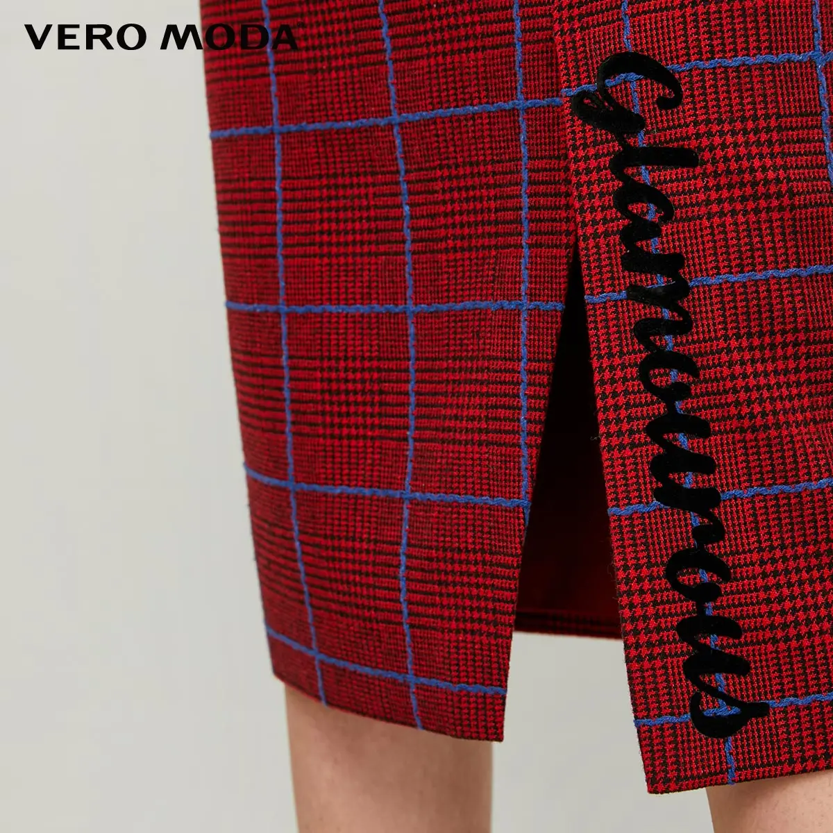 Vero Moda New Sheep Wool Houndstooth Single Slit Skirt | 319316547