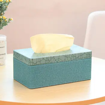 

Rectangular Marble Linen PU Leather Facial Tissue Box Cover Napkin Holder Paper Towel Dispenser Container for Home Office Decor