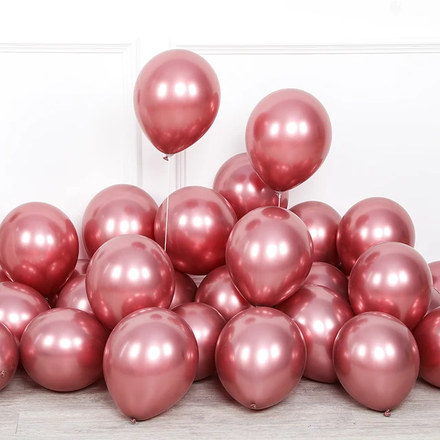 20pcs 12inch New Glossy Baby Pink Metal Pearl Latex Balloon Rose Gold Thick Chrome Metallic Globos Wedding Birthday Party Decor rose gold 2