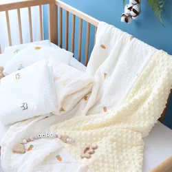 Couverture et emmaillotage en gaze pour bébé, 80x80CM, ensemble de literie confortable pour nouveau né, couette en coton, enveloppe de poussette 