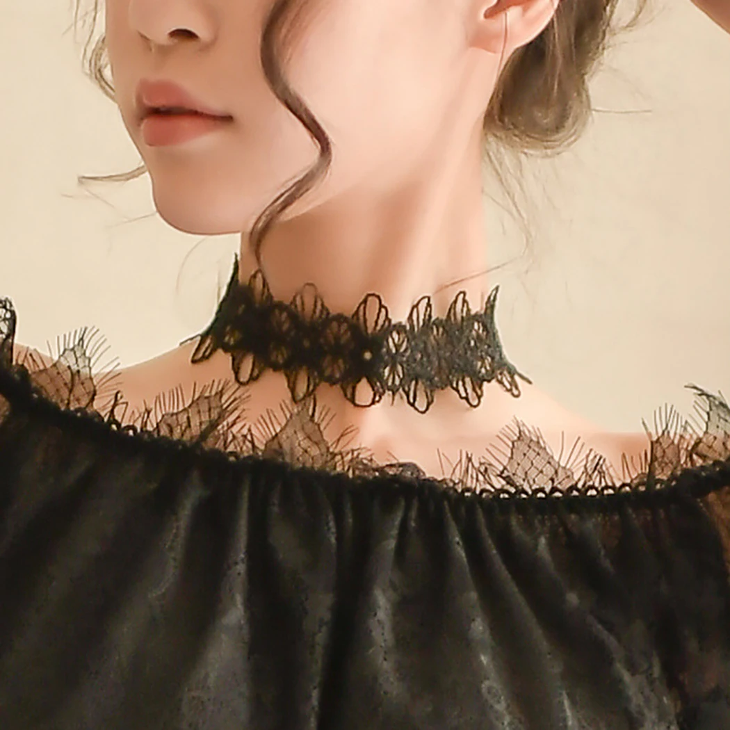 

10PCS Choker Necklace Set Hollow Adjustable Lace Choker Tattoo Necklace Gothic Party Bar Choker Necklace