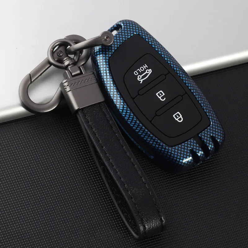 A-blue Автомобильный ключ чехол для hyundai i10 i20 i30 IX25 IX35 IX45 Elantra Accent 3 кнопки I20 I30 I40 L109 HB20 Creta Mistra Solaris - Название цвета: A-blue