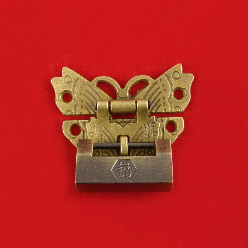 Красивый дизайн бабочки античный бронзовый замочек защелка ювелирный замок для деревянного ящика Шкаф Пряжка Чехол с замками металлическая ручка 50*43 мм