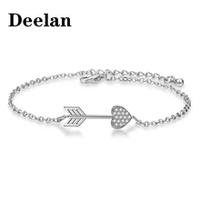DEELAN браслет в форме сердца для женщин фианит, циркон, кристалл, стрелы Амура ювелирные изделия девушки мода очаровательный, с мелкими драгоценными камнями золотые ювелирные изделия, браслеты