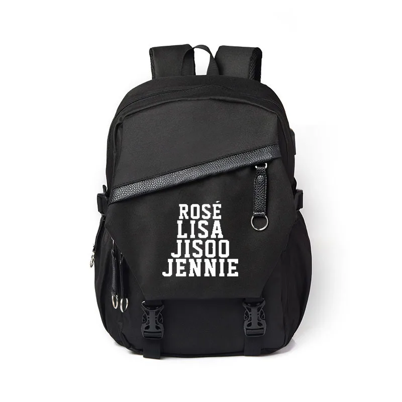 Черный Розовый школьный рюкзак cai ying Lisa jin zhi xiu Стиль Знаменитостей сопутствующие товары рюкзак USB Повседневная холщовая школьная сумка