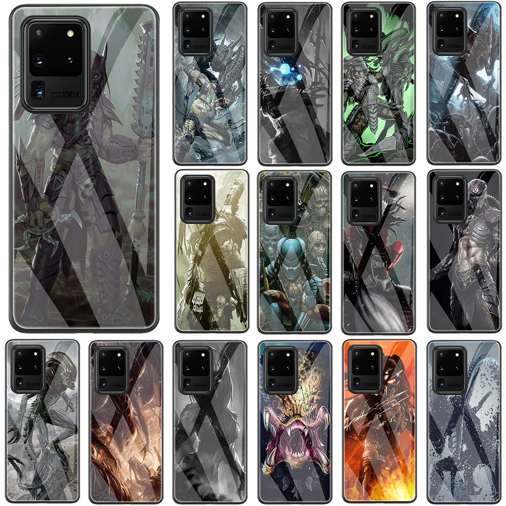

Alien vs Predator Tempered Glass Phone Case for Samsung Note 10 Lite S20 Plus Ultra A51 A71 A81
