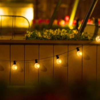 

G40 Solar Powered Patio Lights Party Christmas String Light 25 Clear Vintage Bulbs Decorative Outdoor Backyard
