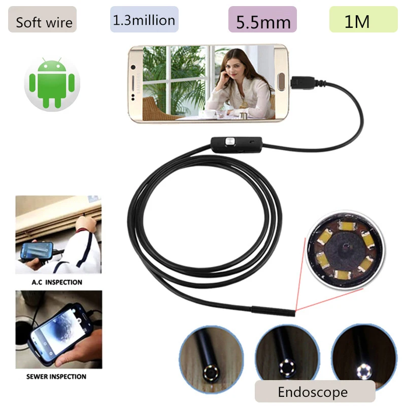 Камера-Эндоскоп 5 мм USB на базе Android мобильный телефон для фотографирования