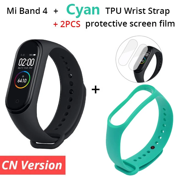 CN n Cyan Strap Xiaomi mi Band 4 Smart mi band 3 Цвета экран Браслет фитнес-трекер для измерения сердечного ритма Bluetooth 5,0 водонепроницаемый банда4 - Цвет: CN n Cyan Strap