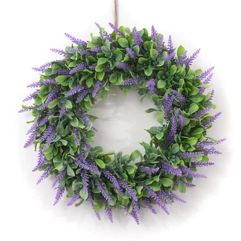 

Artificial Wreath Door Pendant Lavender Spring Wreath Round Decoration Accessory for Home Wedding WXV Sale