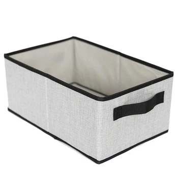 

Washable Folding Clothes Storage Box Foldable Underwear Socks Bra Storage Container Cotton Liene Shirts Storage Box Light Gray