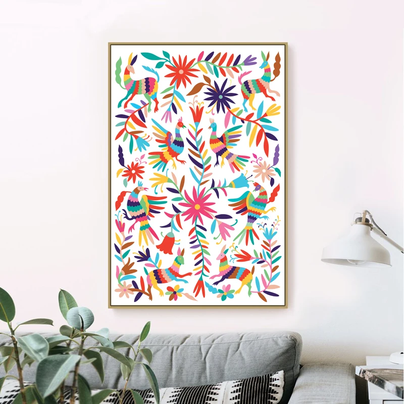 Otomi-Mexico-Art-Prints-Colorful-Mexican-Folk-Painting-Otomi-Wall-Art-Canvas-Pictures-for-Living-Room (1)
