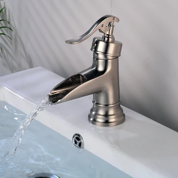 

Classic Brushed Waterfall Bathroom Faucet Brushed Mixer Tap Brass Bathtub Basin Faucet SKU34170005