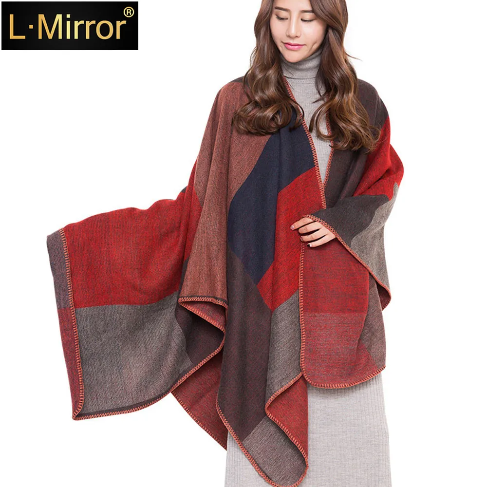 

L.Mirror 1Pcs Women Fashion Plaid Scarf Large Shawl Winter Warm Pashmina Wrap Cape Cloak