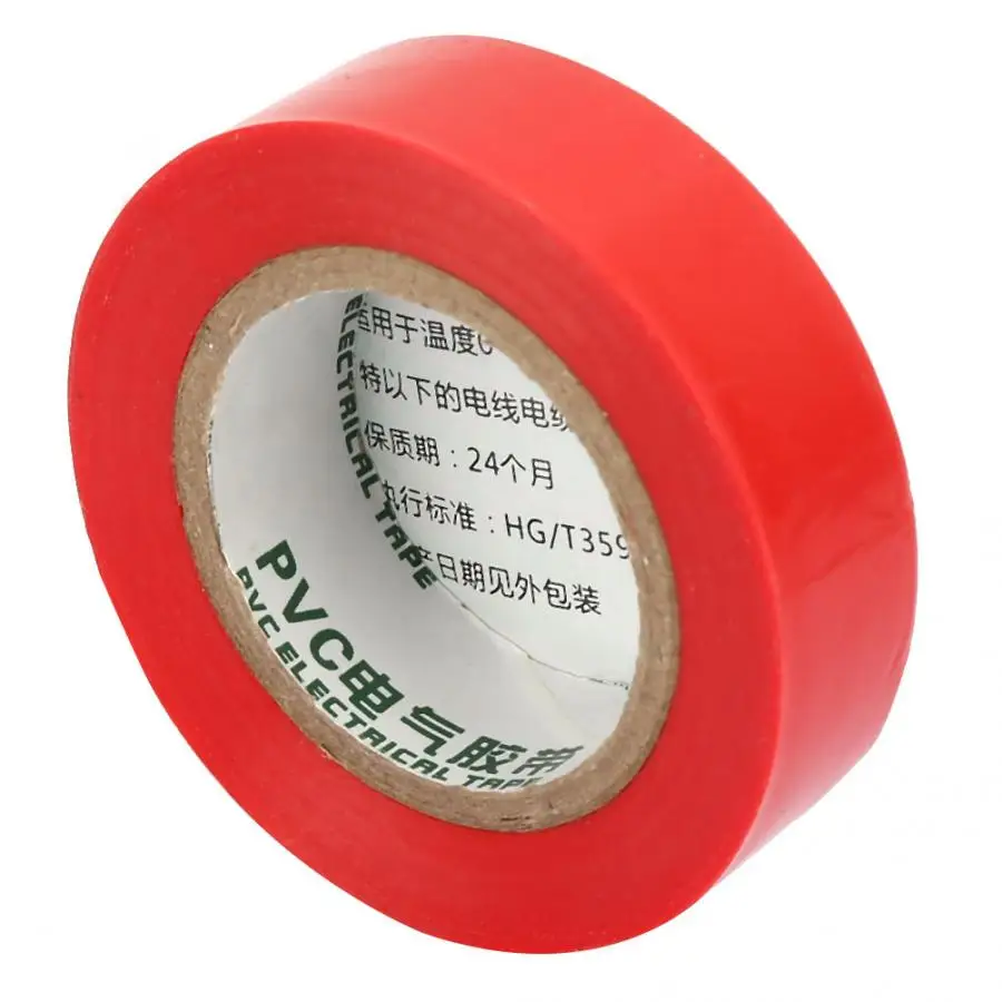 20m/ 65.62ft 10 Pcs Red PVC Water-proof Electrical Insulated Tape Antiflaming Lead-free Wear-resistant Tape