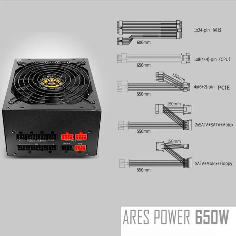PSU для Antec 2080Ti 80plus Бронзовый полный модуль игры бесшумный блок питания 650 Вт блок питания AP650