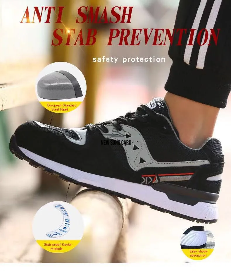 Men's Work Safety Shoes Steel Toe Cap Fashion Breathable Sports Shoes Breathable Lightweight Summer Men's Sports ShoesNew song