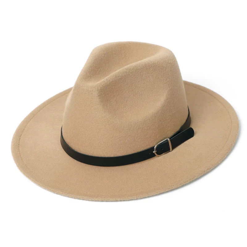 Черная шляпа федора фетровая женская мужская шляпа джазовая модные шляпка женская шапка осенняя зимний женские шляпы - Цвет: Color 1
