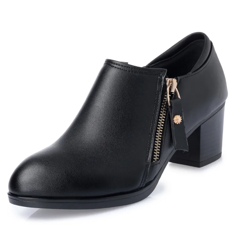 AIYUQI; большие размеры 35-43;#; весенняя женская обувь; женская обувь из натуральной кожи; модная обувь с перфорацией; повседневные тонкие женские туфли - Цвет: Black