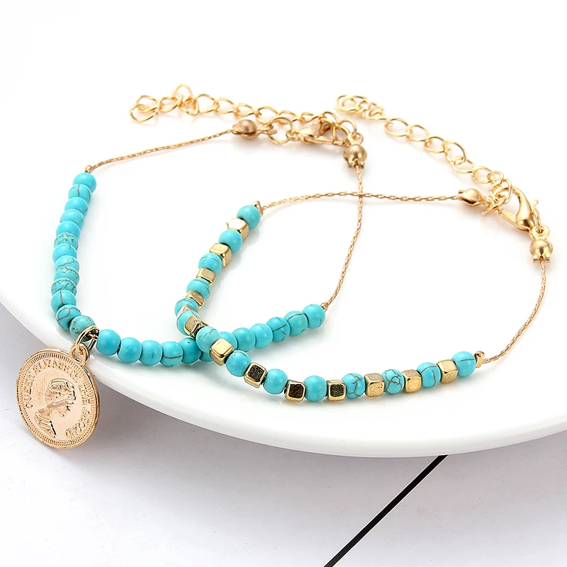 Бирюзовый кулон в виде ракушки браслет Модный CharmAluminum сплав Лава камень 4 мм синий бусины браслеты для женщин ювелирные изделия