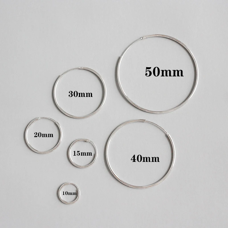1 Pair 30mm Elfoplatasi 925 твердый стерлингового серебра круглые серьги в виде колец, 10 15 20 30 40 50 мм уха пирсинг для пупка спиральный для хряща ED235 - Окраска металла: 1 Pair 30mm