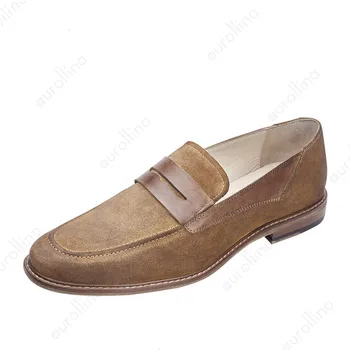 

Vintage Classic Loafer Slip In Real Leather Shoes British Gentlemen Casual Luxury Men's Slip In Leisure Loafer Suede Man Shoes