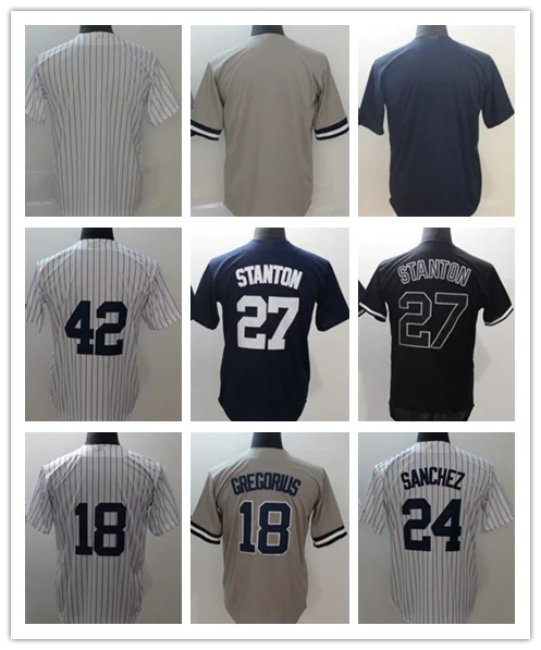 Все сшитые мужские плеер Mariano Rivera 42 Giancarlo Стэнтон 27 Didi Gregorius 18 Gary Sanchez 24 Luis Severino 40 майки