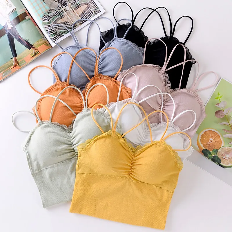 Женский сексуальный однотонный мягкий топик, Модный женский кружевной топ, нижнее белье, топ с перекрестной спинкой