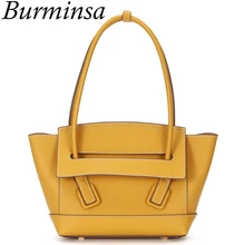 Burminsa стильные трапециевидные женские сумки из натуральной кожи большой емкости Женские сумки на плечо высокое качество сумки осень
