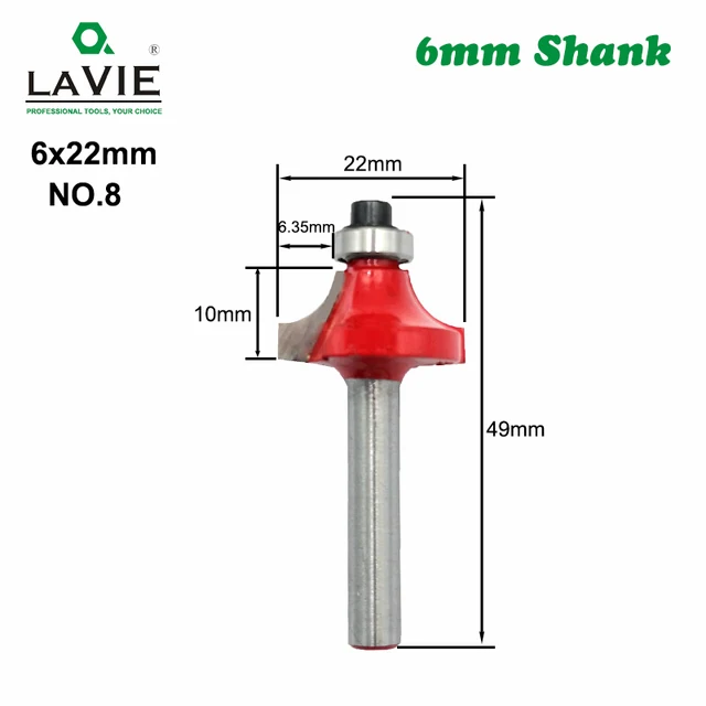 1pc 6mm Shank Router Bit Straight T Bit V Flush Trimming Cleaning Round Corner Cove Box Bits Milling Cutter for Wood MC06010 NO.8