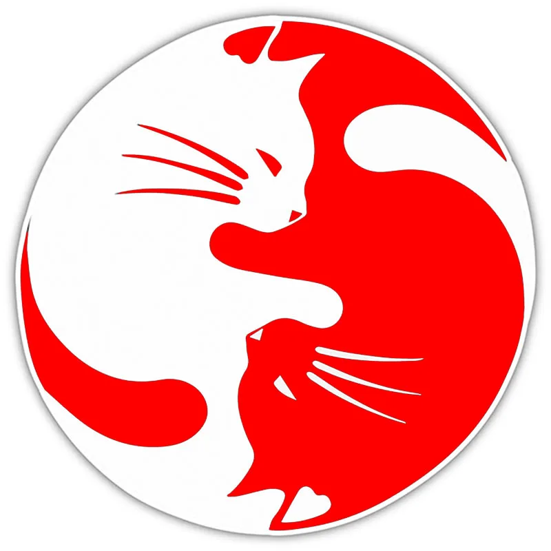 EARLFAMILY 2x Pet Cat Kitten Animal Lovers Love Kiss Yin and Yang Tai Chi автомобильные наклейки Виниловая